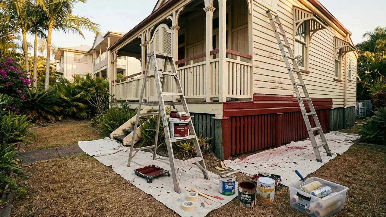 Brisbane painter context shot for "Choosing a heritage colour scheme for a New Farm or Teneriffe home"