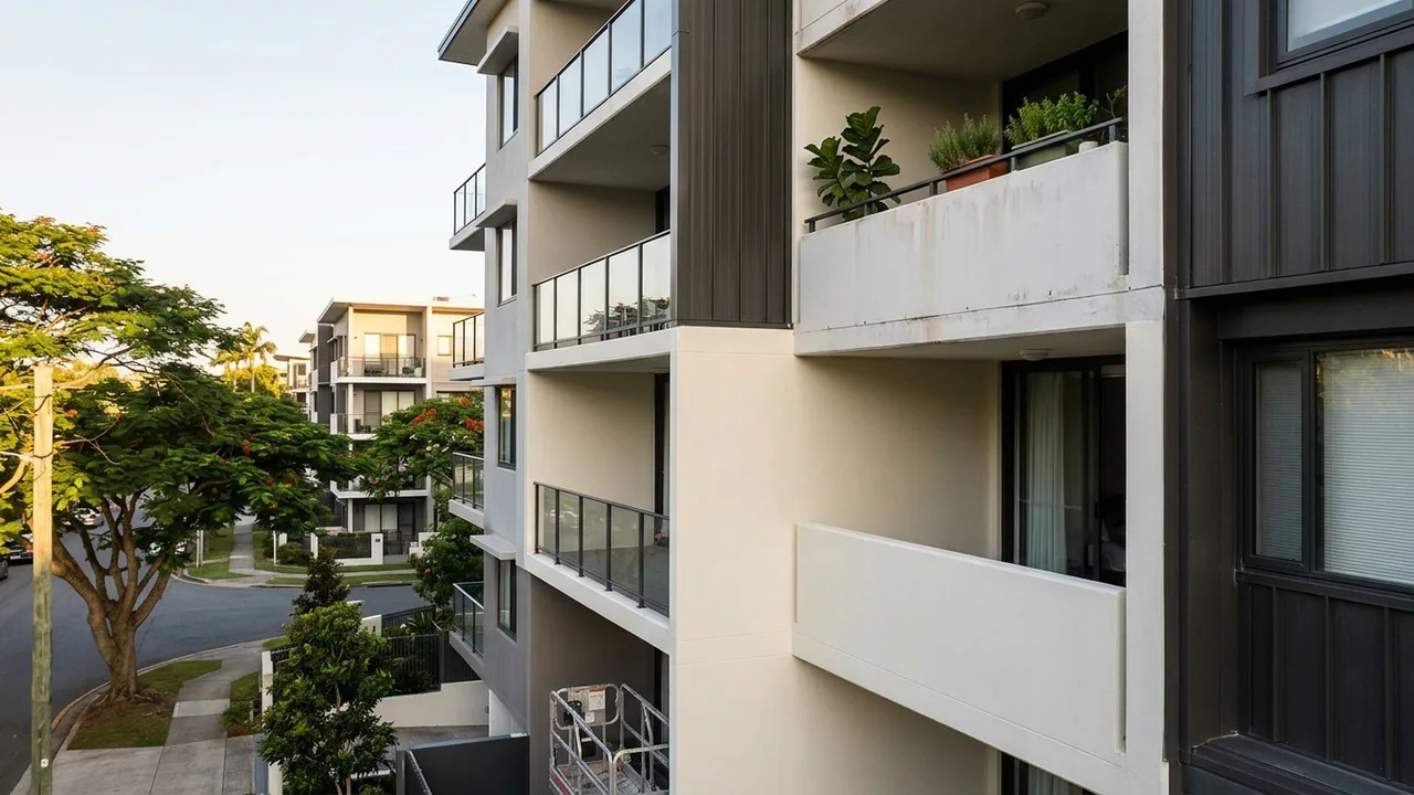 Brisbane painter context shot for "Who is responsible for painting in a Newstead or Bowen Hills strata building?"